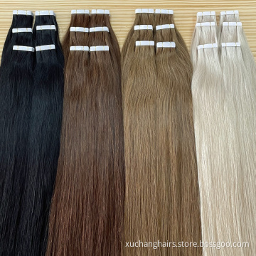 Wholesale mini tape in real human hair extensions mini bone straight human hair extensions vendors 70 cm tape in human hair